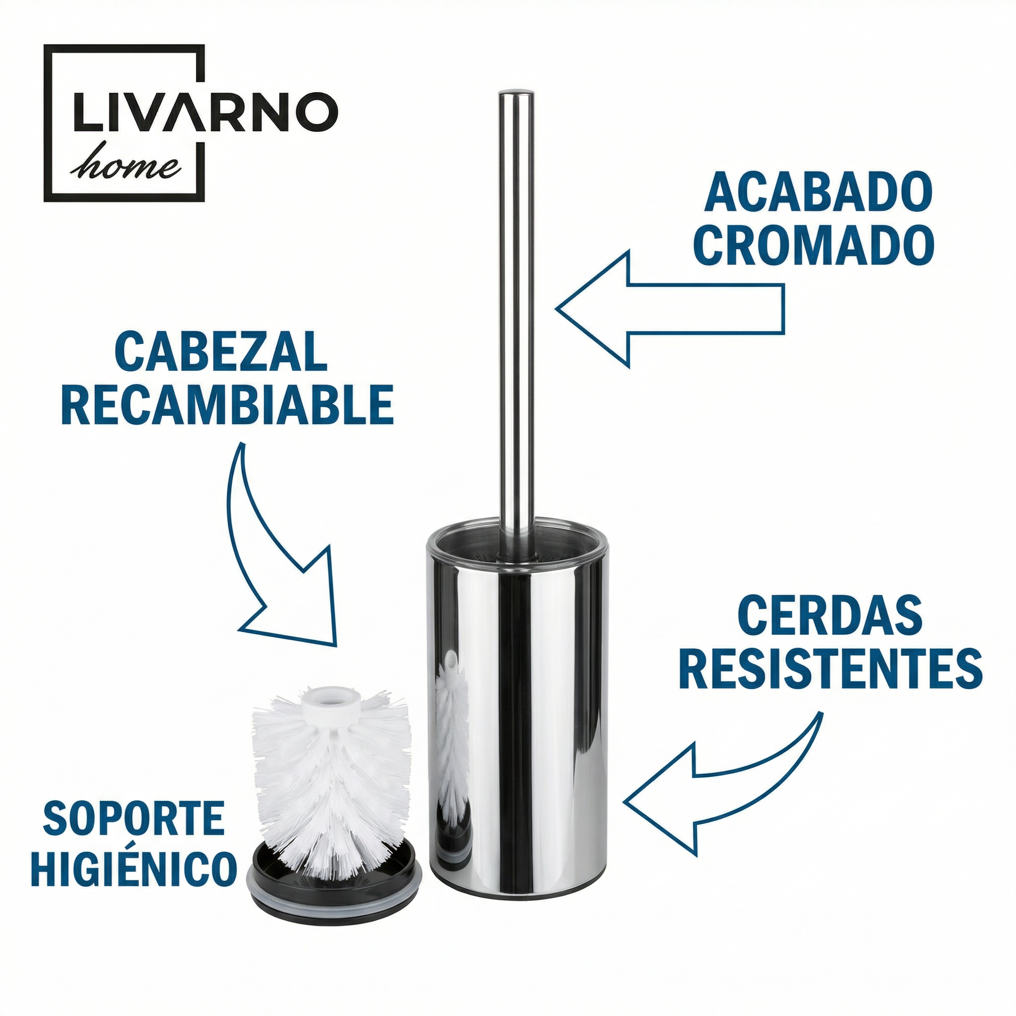 Set Escobilla de Baño Cromada - Livarno Home