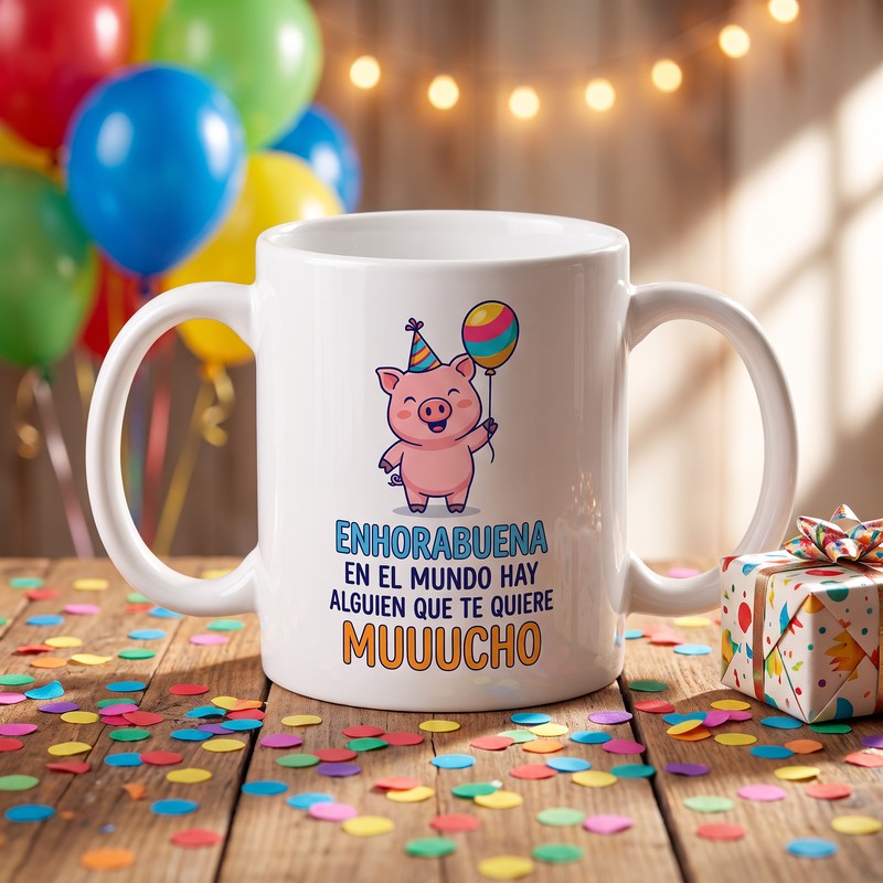 Taza con Mensaje — Enhorabuena, en el mundo hay alguien que te quiere muuucho - lifestyle