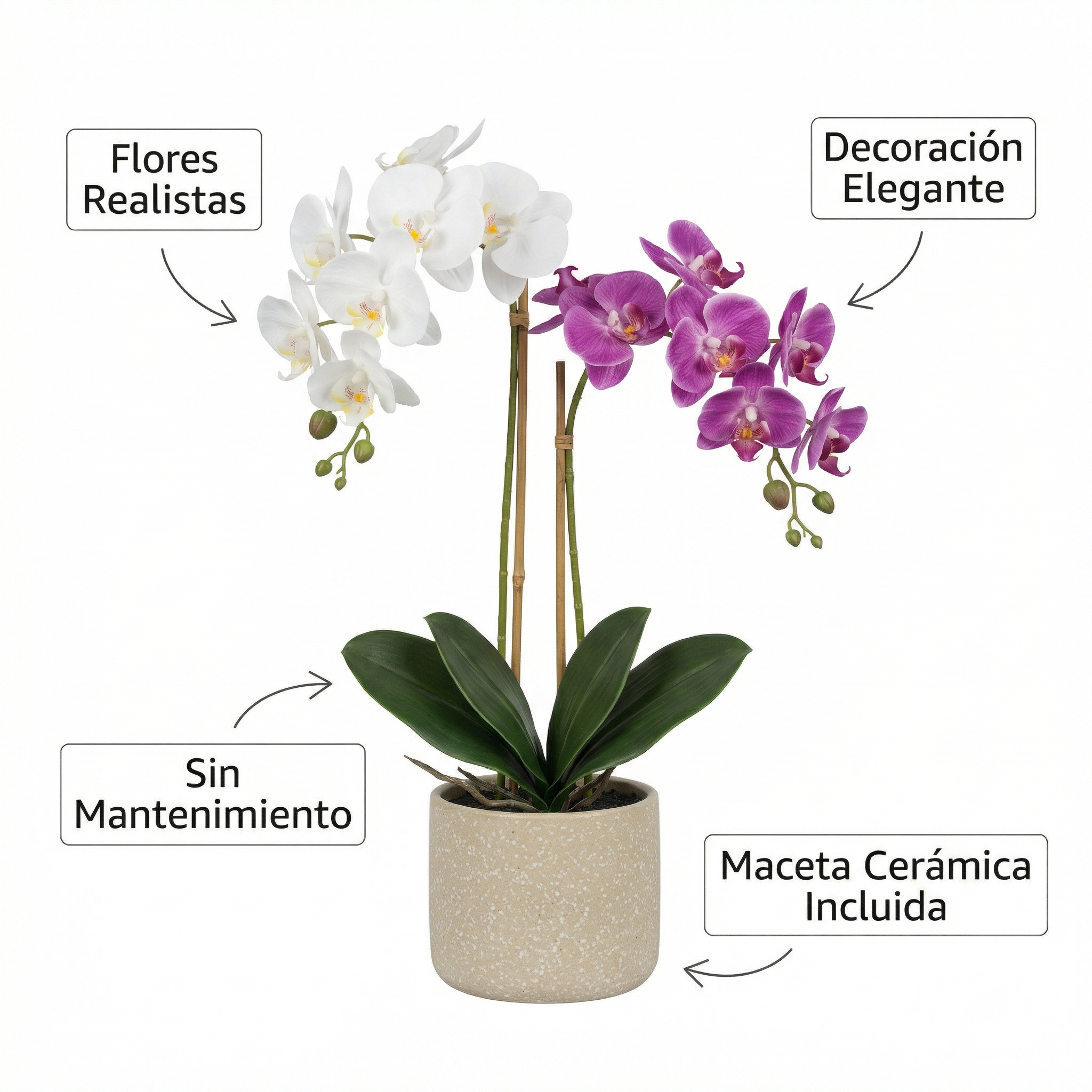 Orquídea Artificial Decorativa con Maceta