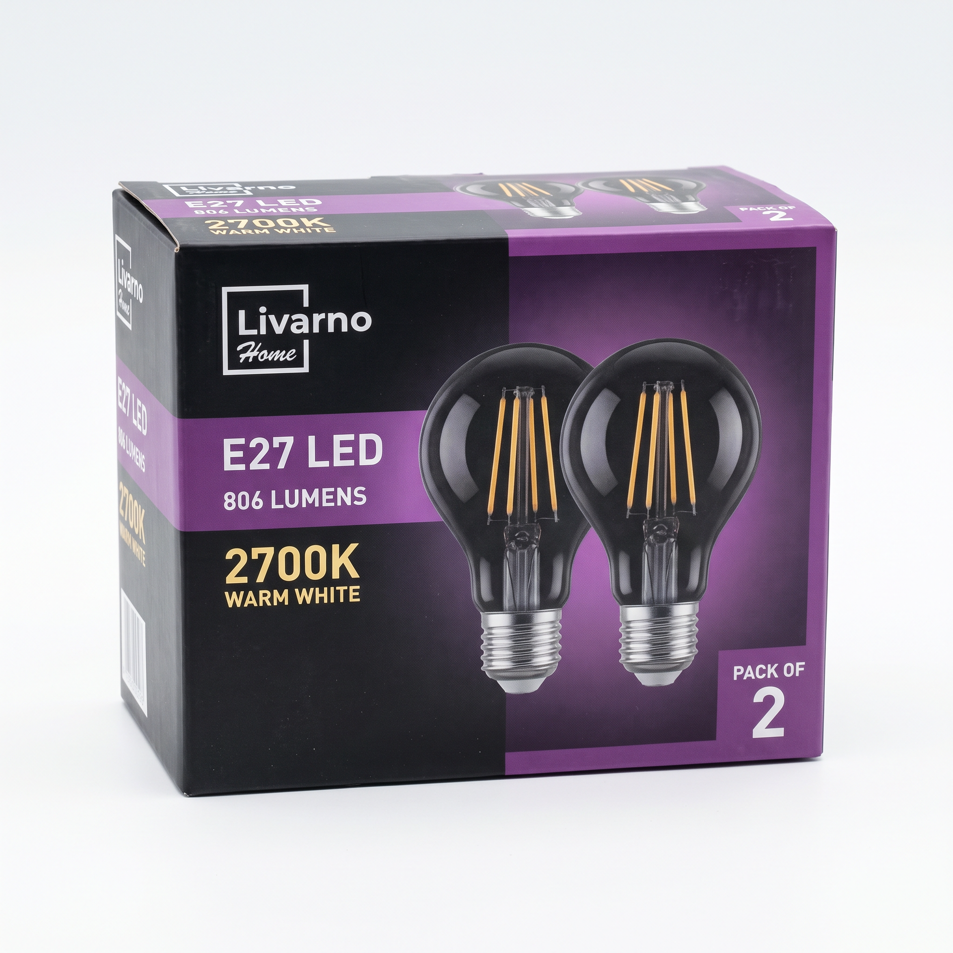 Pack x2 Bombillas LED E27 Livarno Home 806 lm 2700K Alta Luminosidad