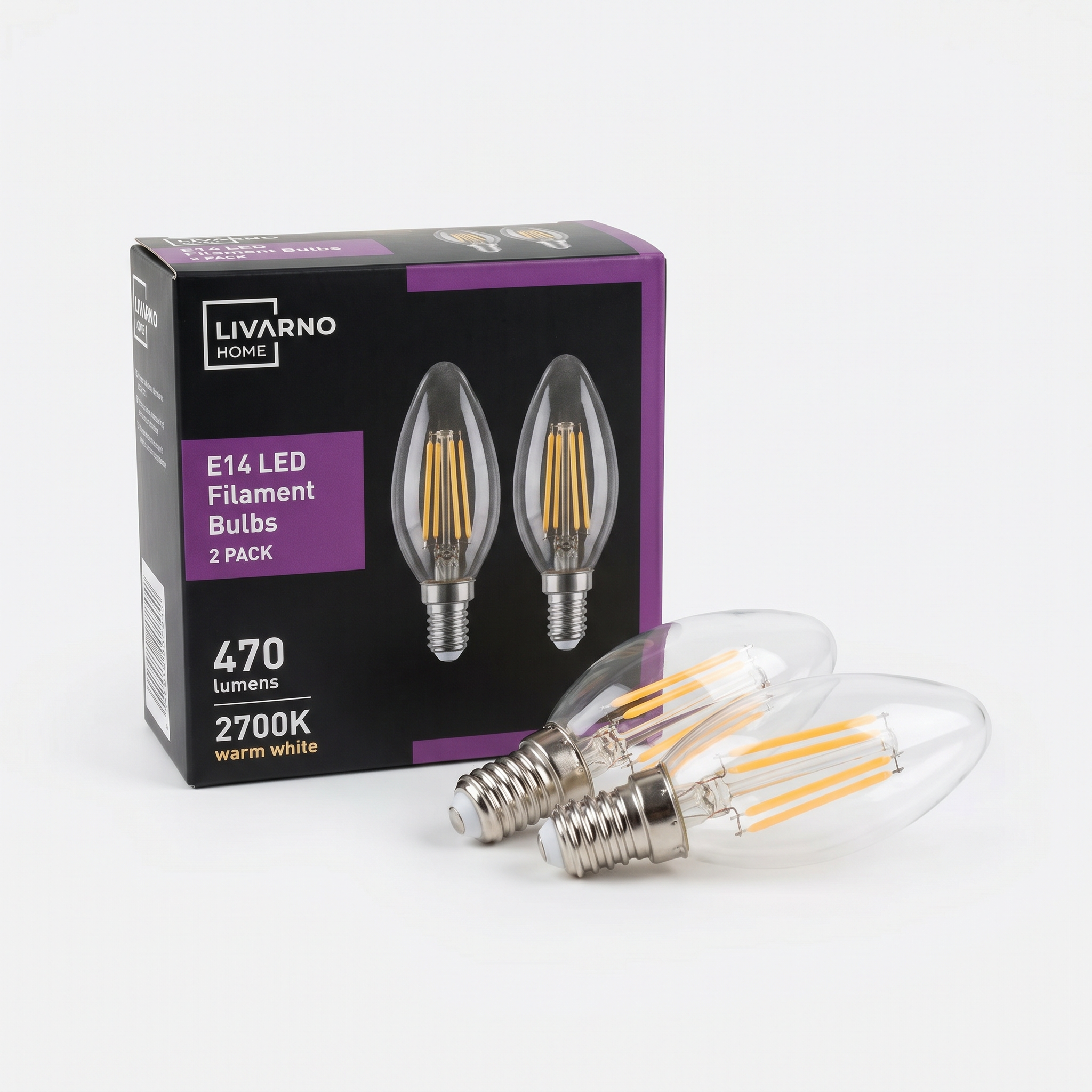 Pack x2 Bombillas LED Filamento E14 Livarno Home 470 lm 2700K