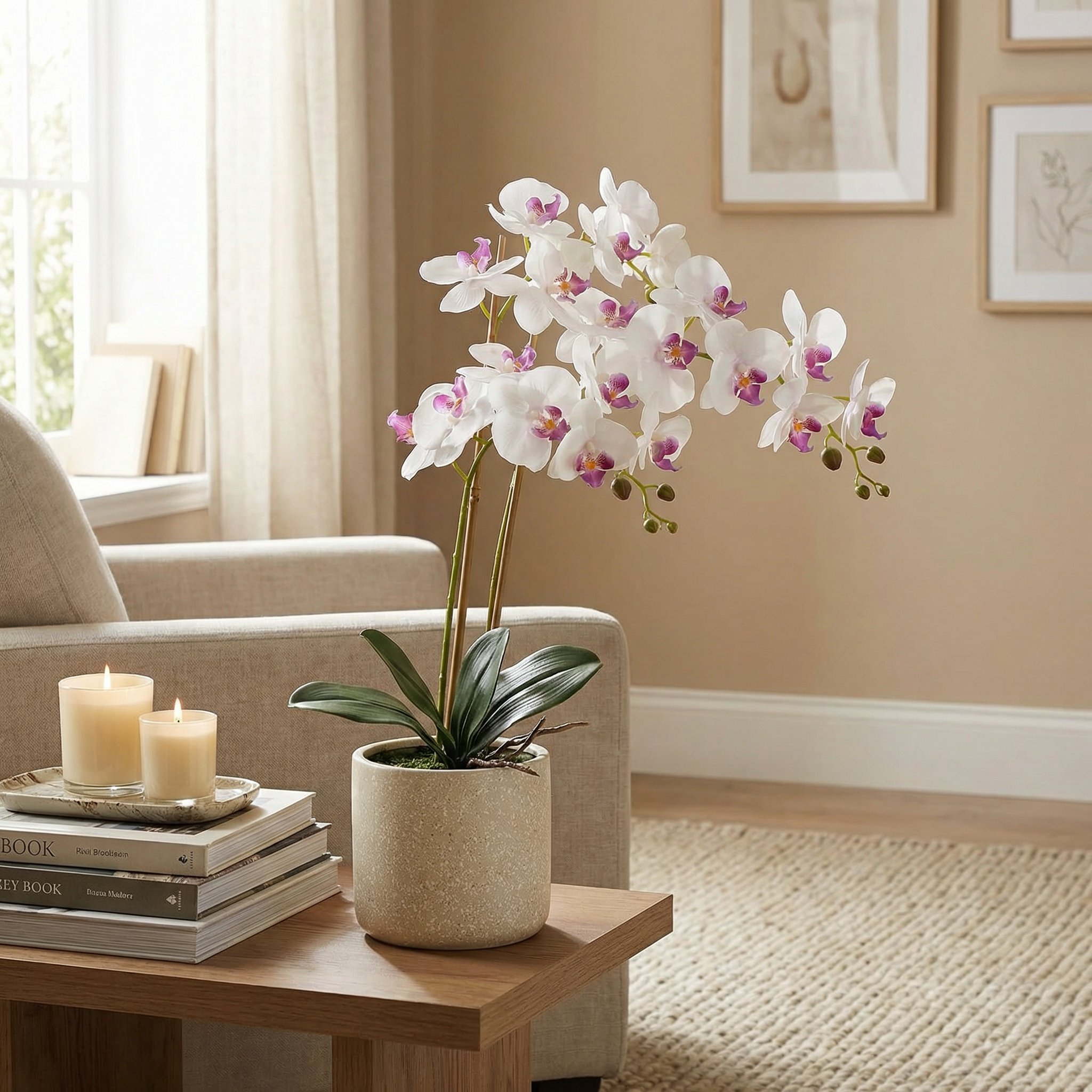 Orquídea Artificial Decorativa con Maceta