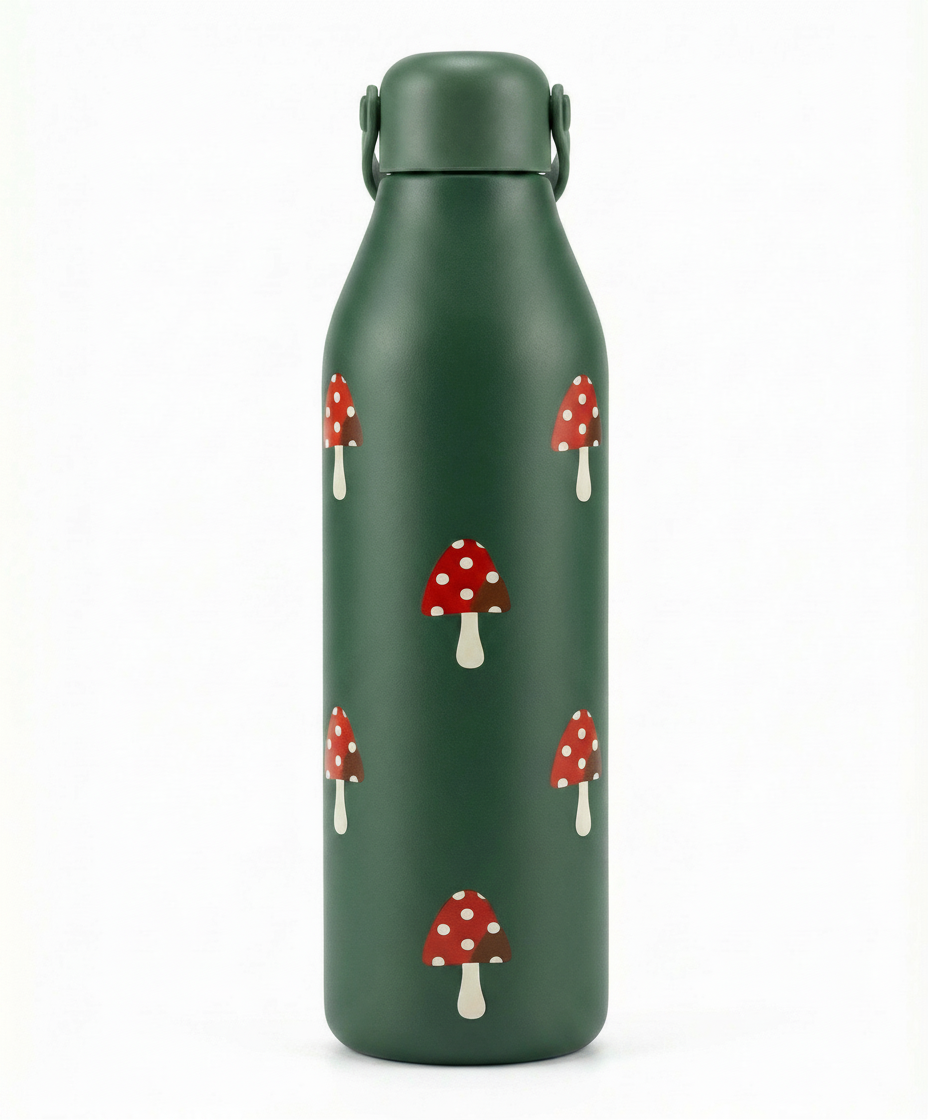 Botella Térmica Crofton Verde Estampado Setas 500ml