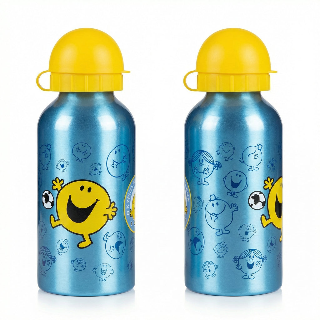 Botella Agua Infantil Aluminio Mr. Men Azul 400ml