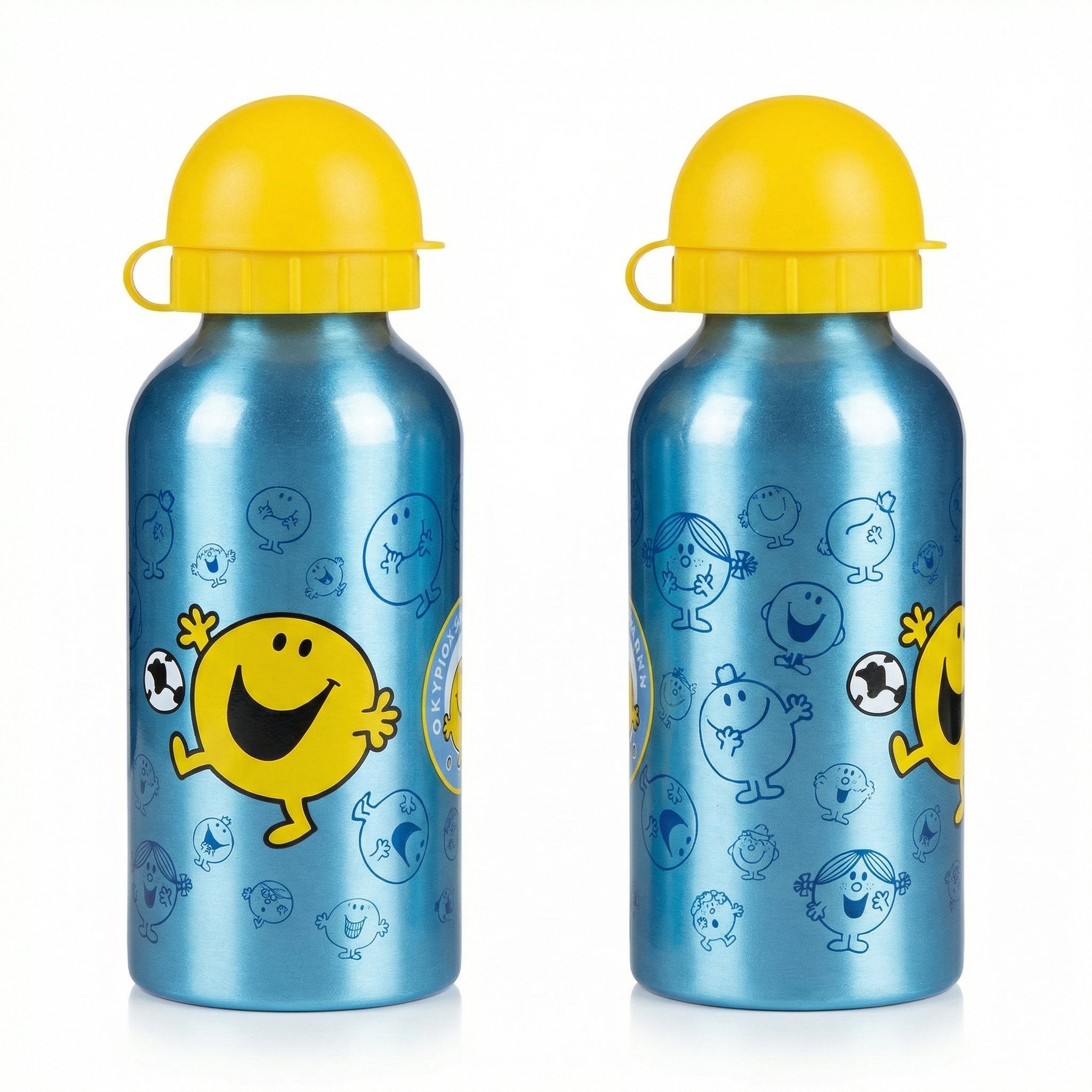 Botella Agua Infantil Aluminio Mr. Men Azul 400ml