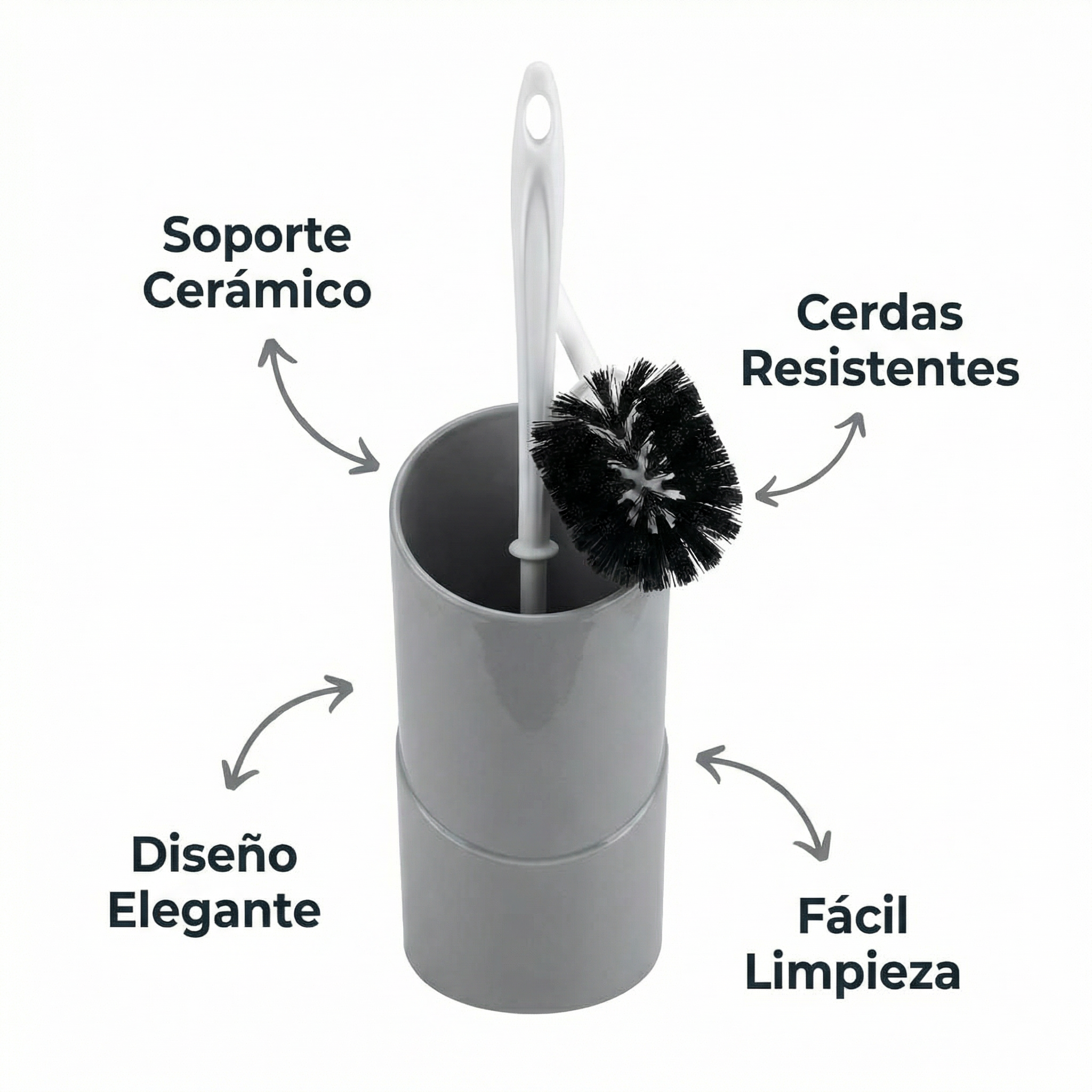 Escobilla de Baño con Soporte Cerámico - Easy Home