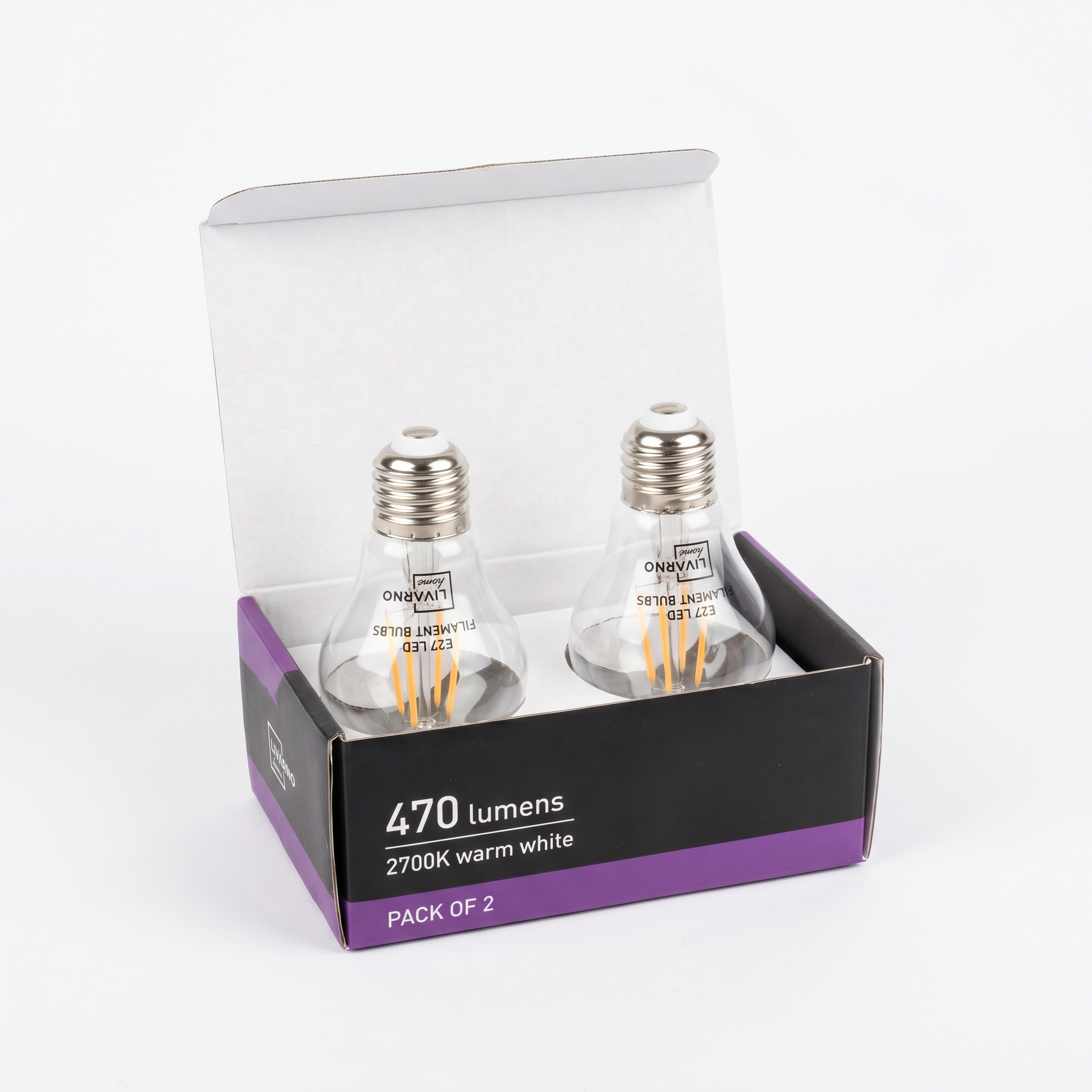 Pack x2 Bombillas LED Filamento E27 Livarno Home 470 lm 2700K