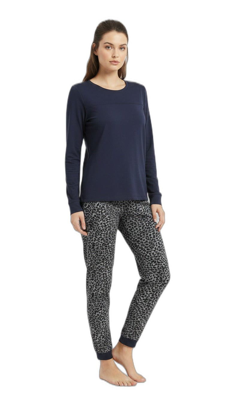 UP2 Fashion Pijama de mujer azul marino con estampado