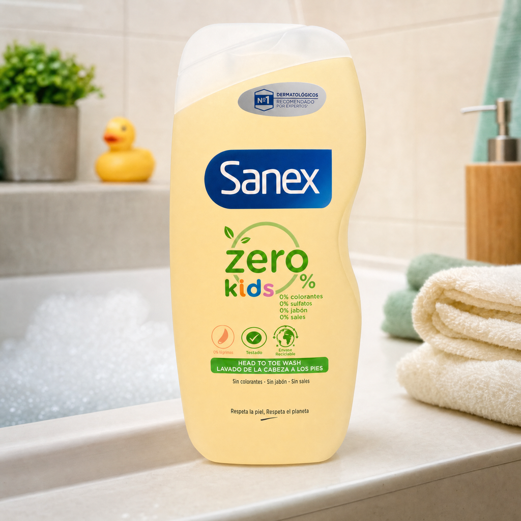 Sanex Gel de Baño Infantil Zero Kids limpieza suave para bebés