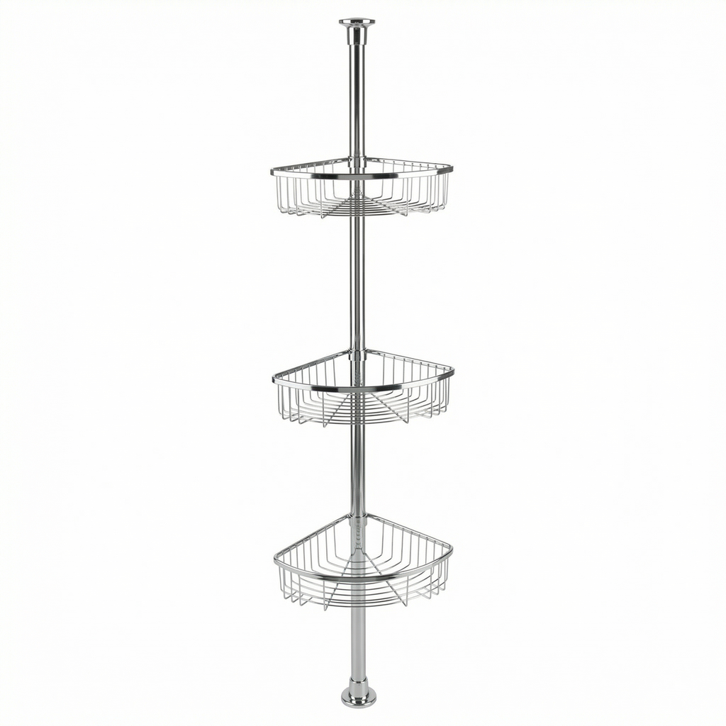 Estantería Telescópica de Baño Cromada con 3 Cestas (123-260cm) - Livarno