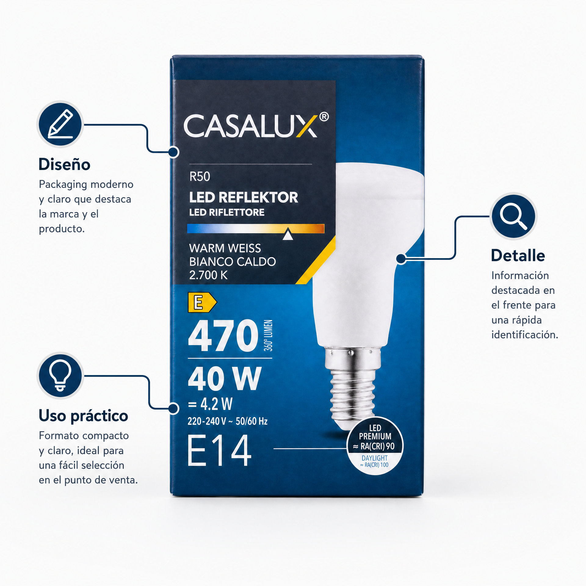 Casalux Bombilla reflectora LED E14 470 lm