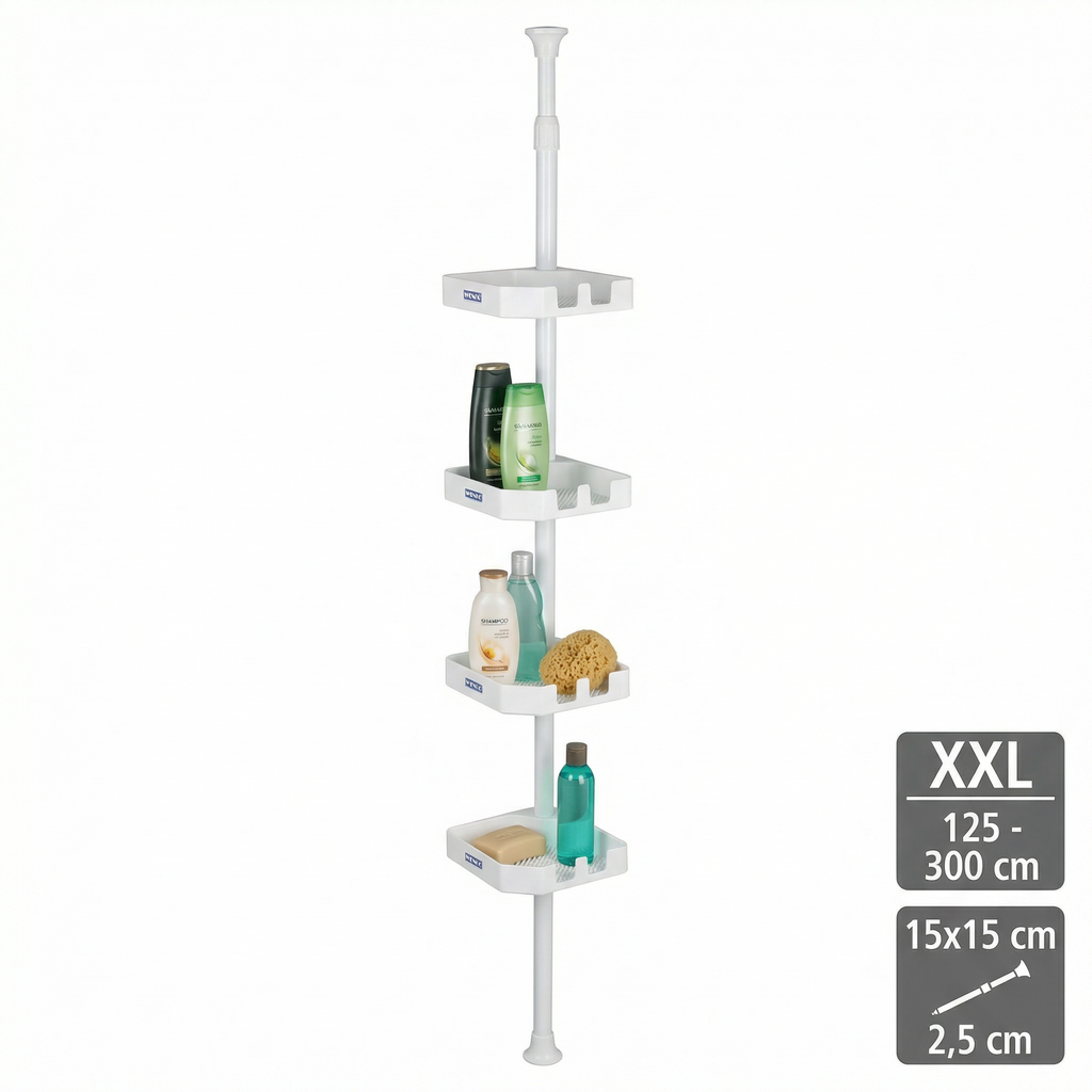 Estantería Telescópica de Ducha Esquinera XXL (125-300cm) - Wenko