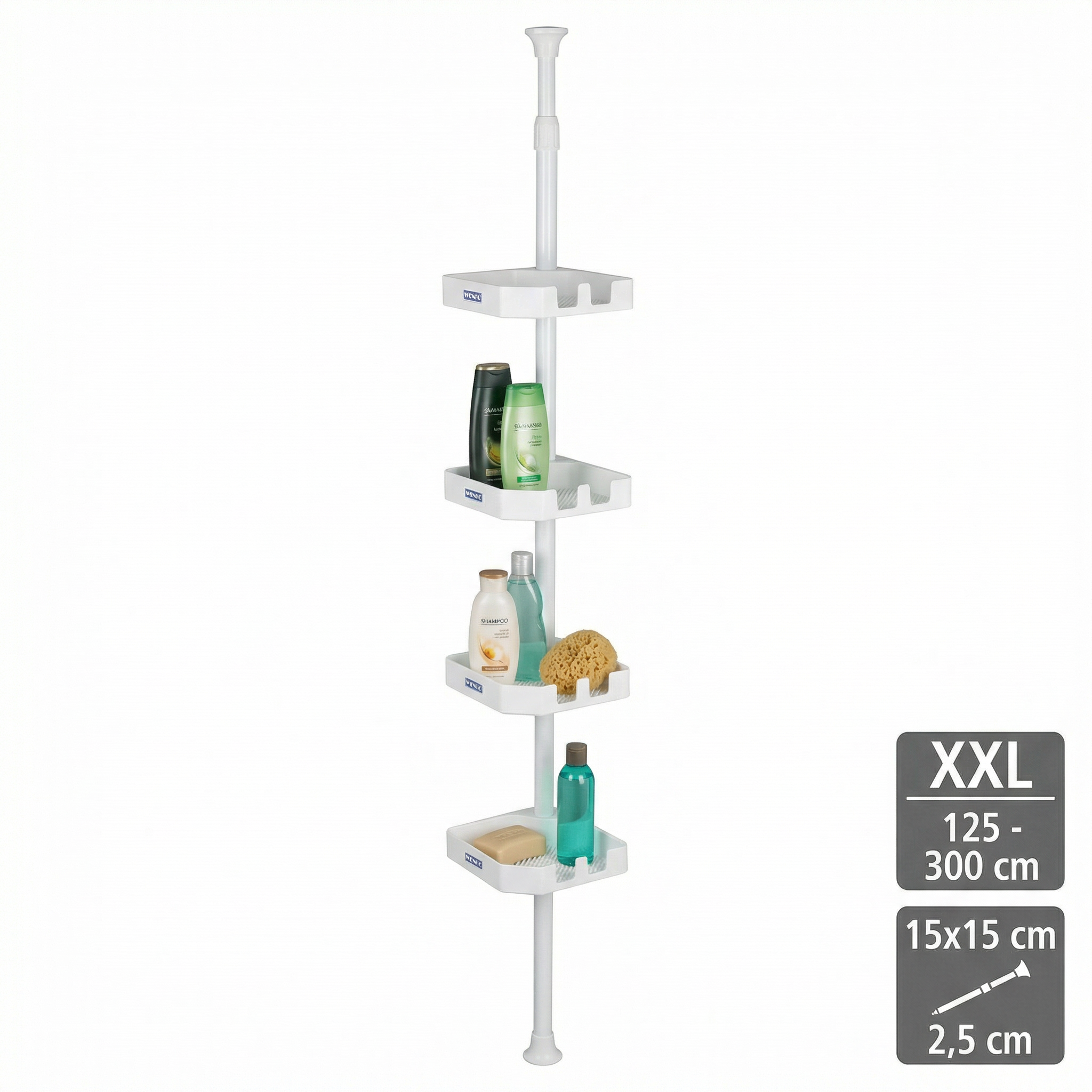Estantería Telescópica de Ducha Esquinera XXL (125-300cm) - Wenko