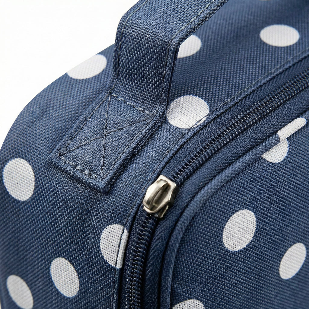 Bolsa Térmica Lunch Bag Lunares Azul y Blanco