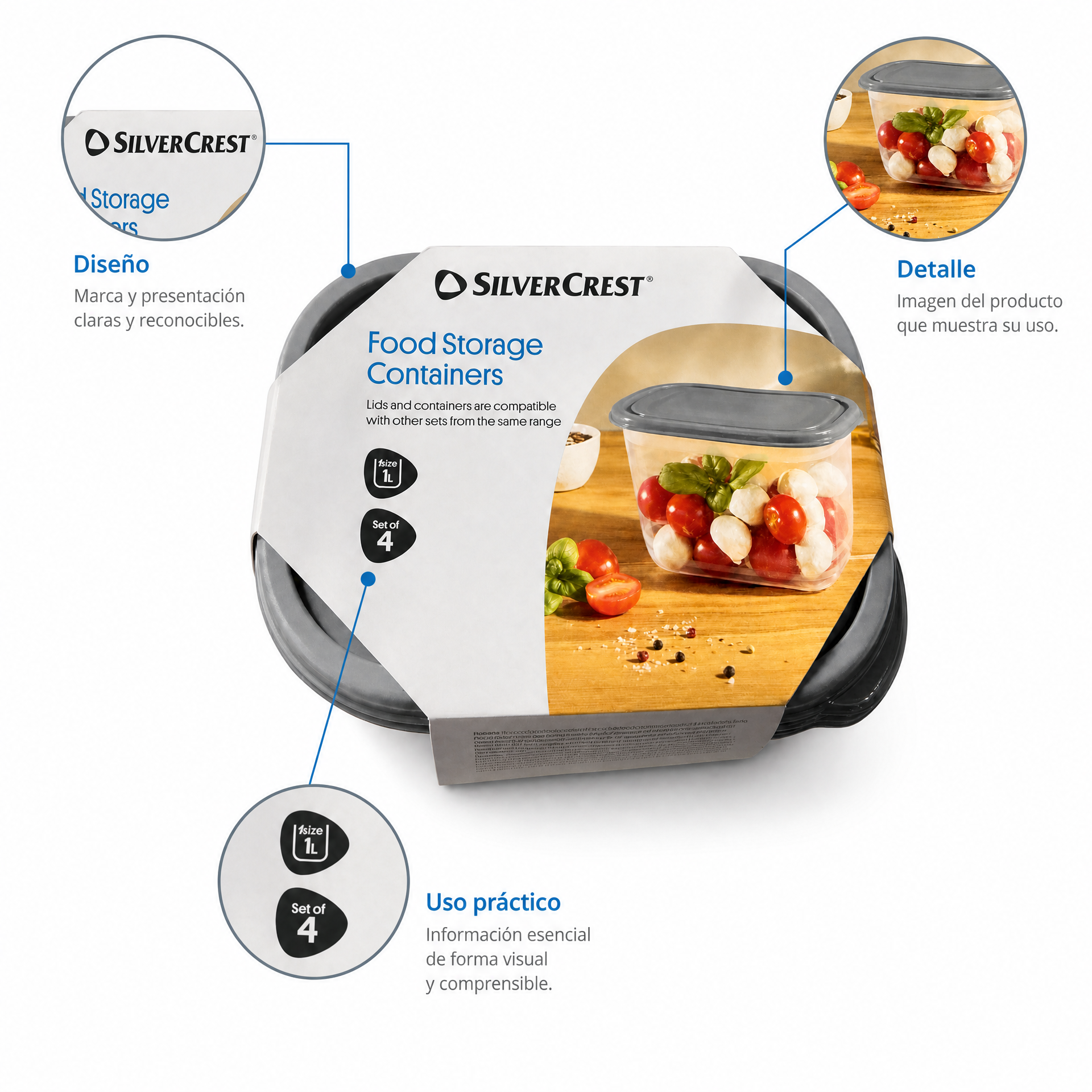 Silvercrest Recipientes para conservar alimentos pack de 4 unidades
