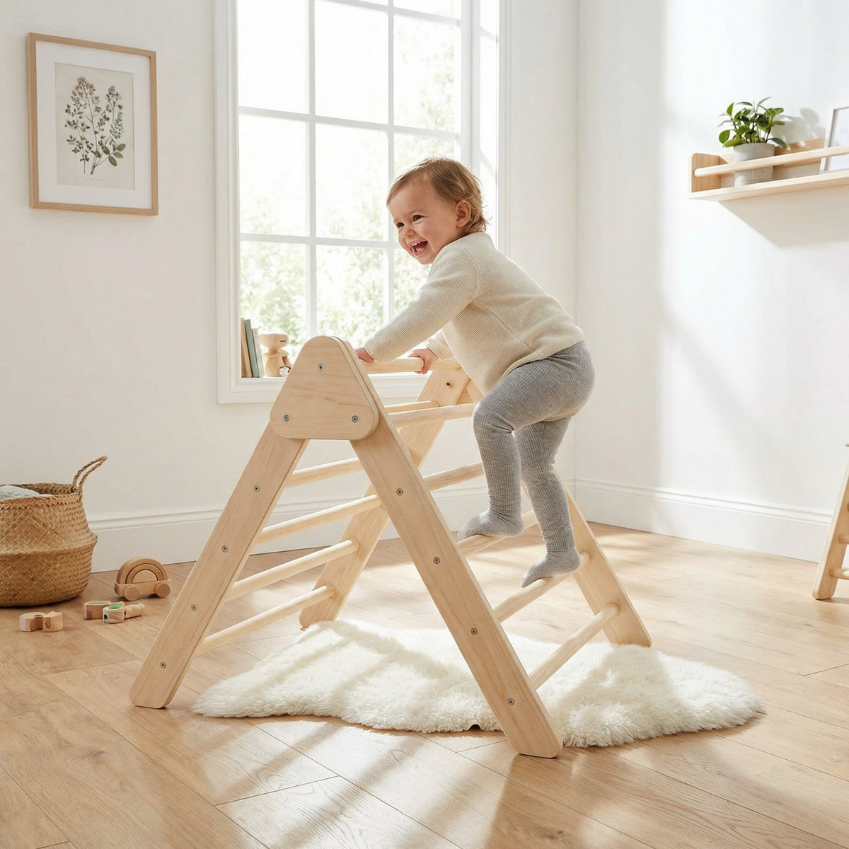 Triángulo Pikler Premium Madera Maciza Plegable - Playtive