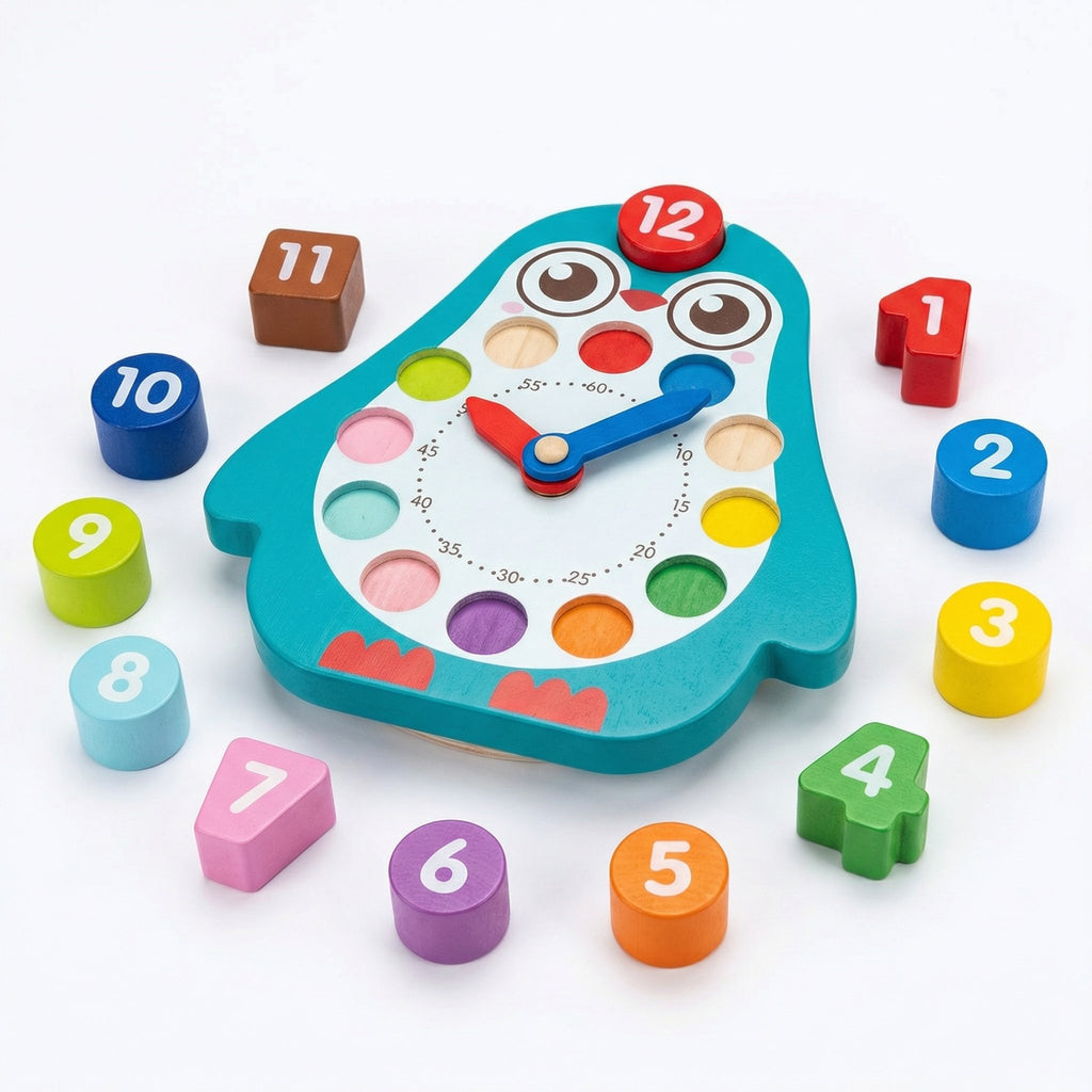 Reloj Educativo Madera Pingüino 14 Piezas - Playtive