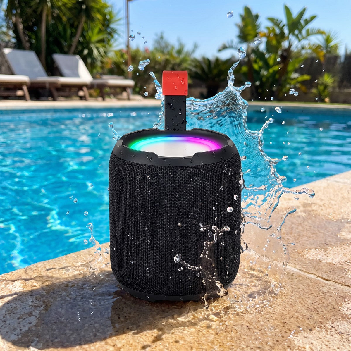 Altavoz A350 Pro junto a piscina - IPX6 Waterproof