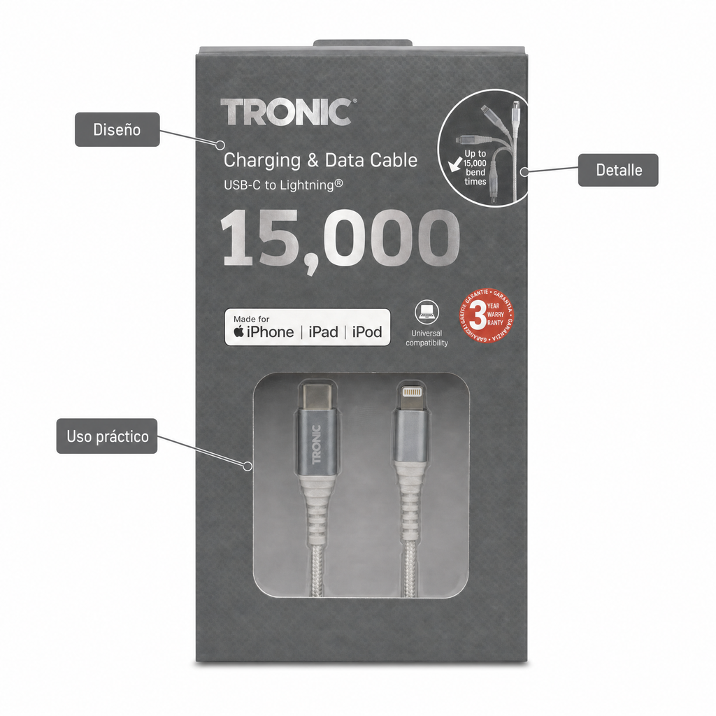 Tronic Cable de carga y datos para uso diario