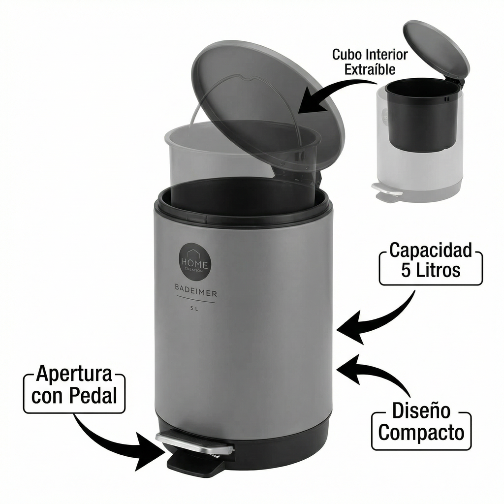 Cubo de Basura para Baño 5L - Home Creation