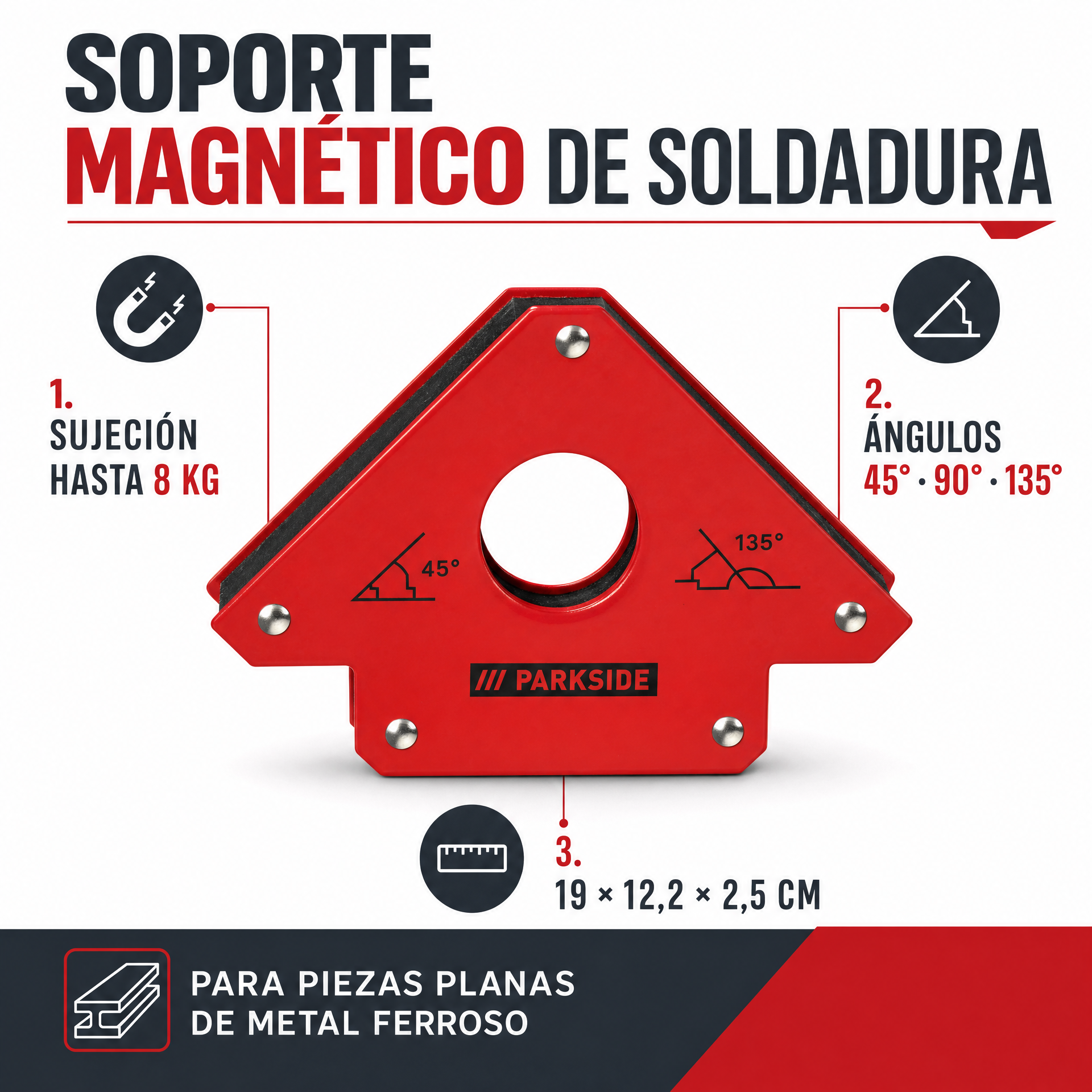 Parkside Soporte Magnético de Soldadura 8 kg