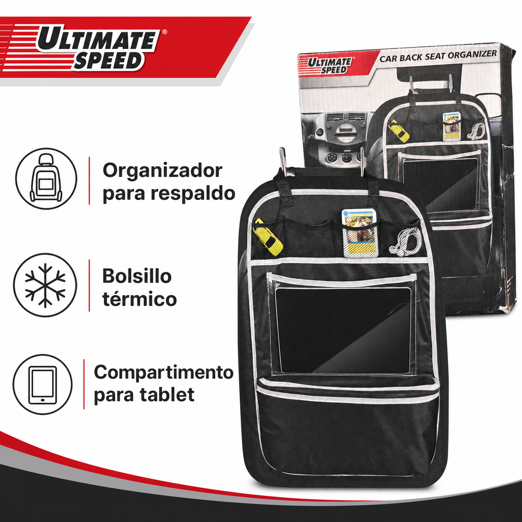 Ultimate Speed Organizador para Respaldo de Coche con Bolsillo Térmico