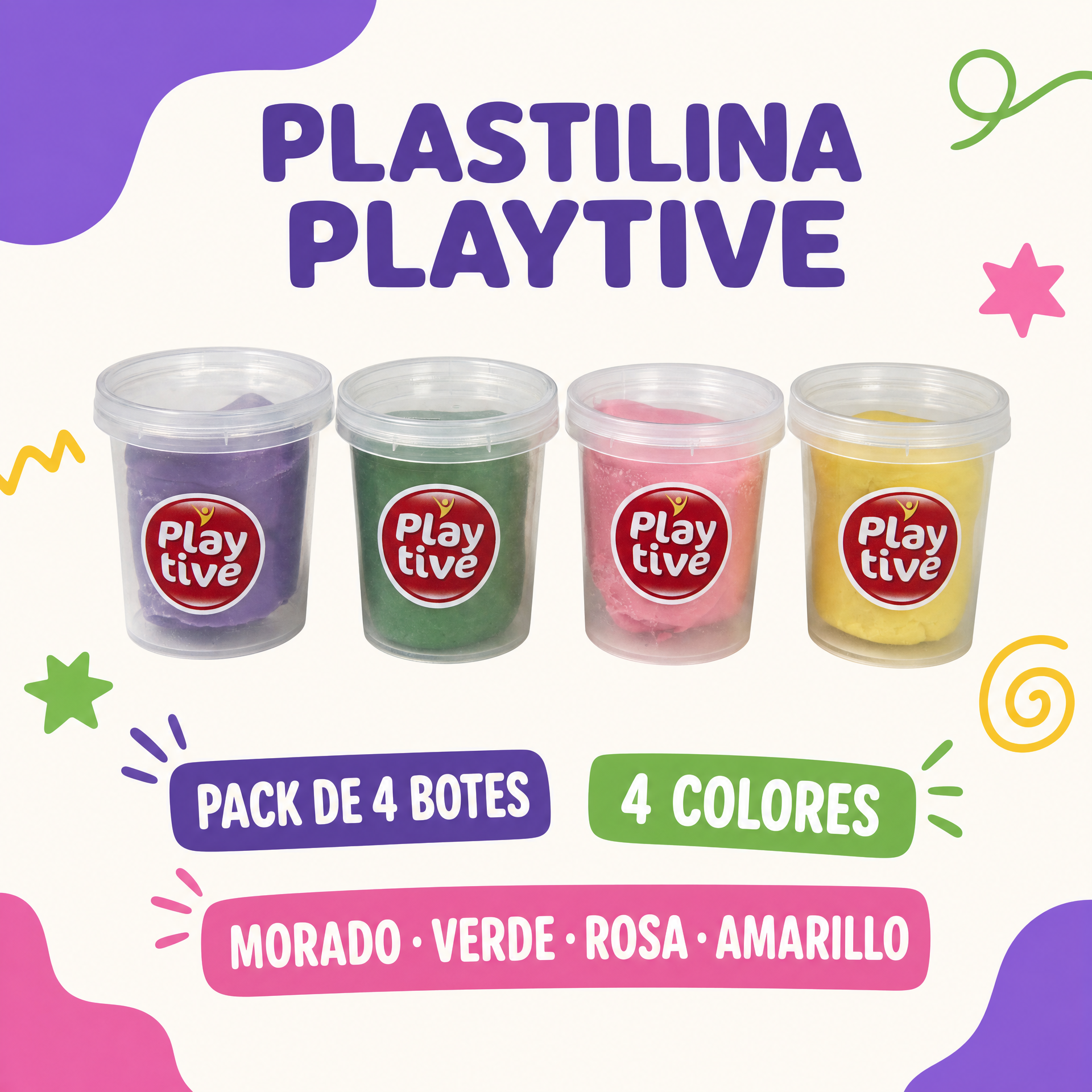 Plastilina para Modelar Playtive – Pack de 4 Colores