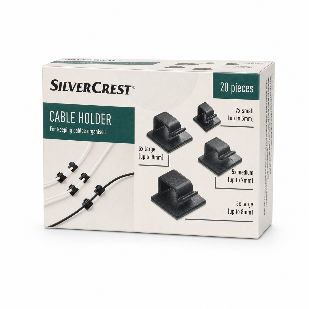 SilverCrest Set de 20 Organizadores Adhesivos para Cables