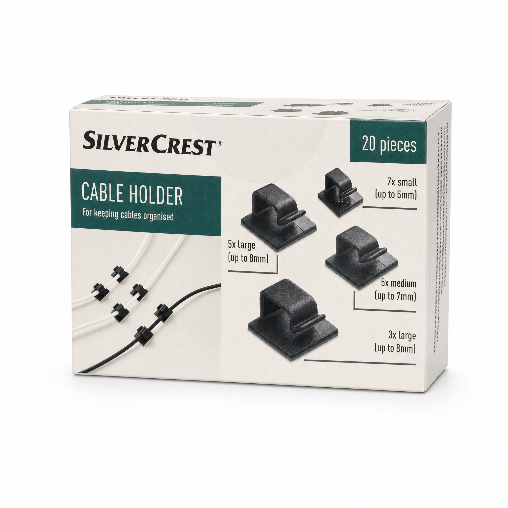 SilverCrest Set de 20 Organizadores Adhesivos para Cables
