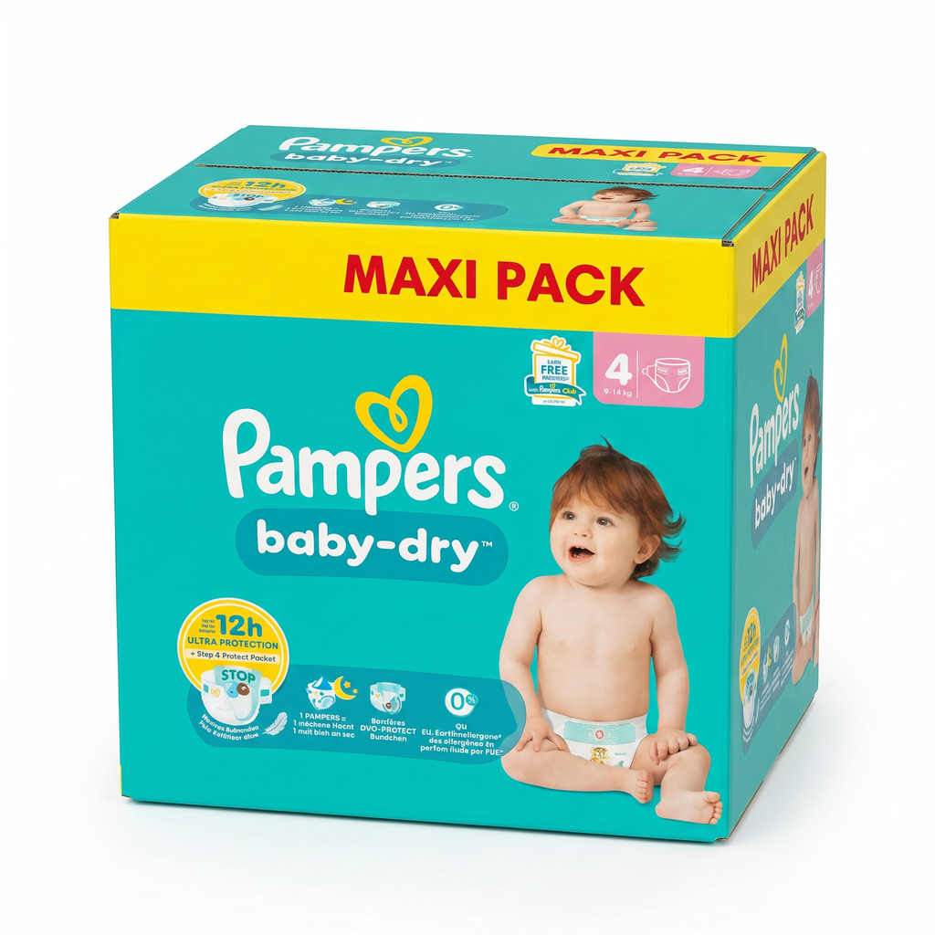 Pañales Pampers Baby-Dry Maxi Pack — Talla 4 (9-14kg)