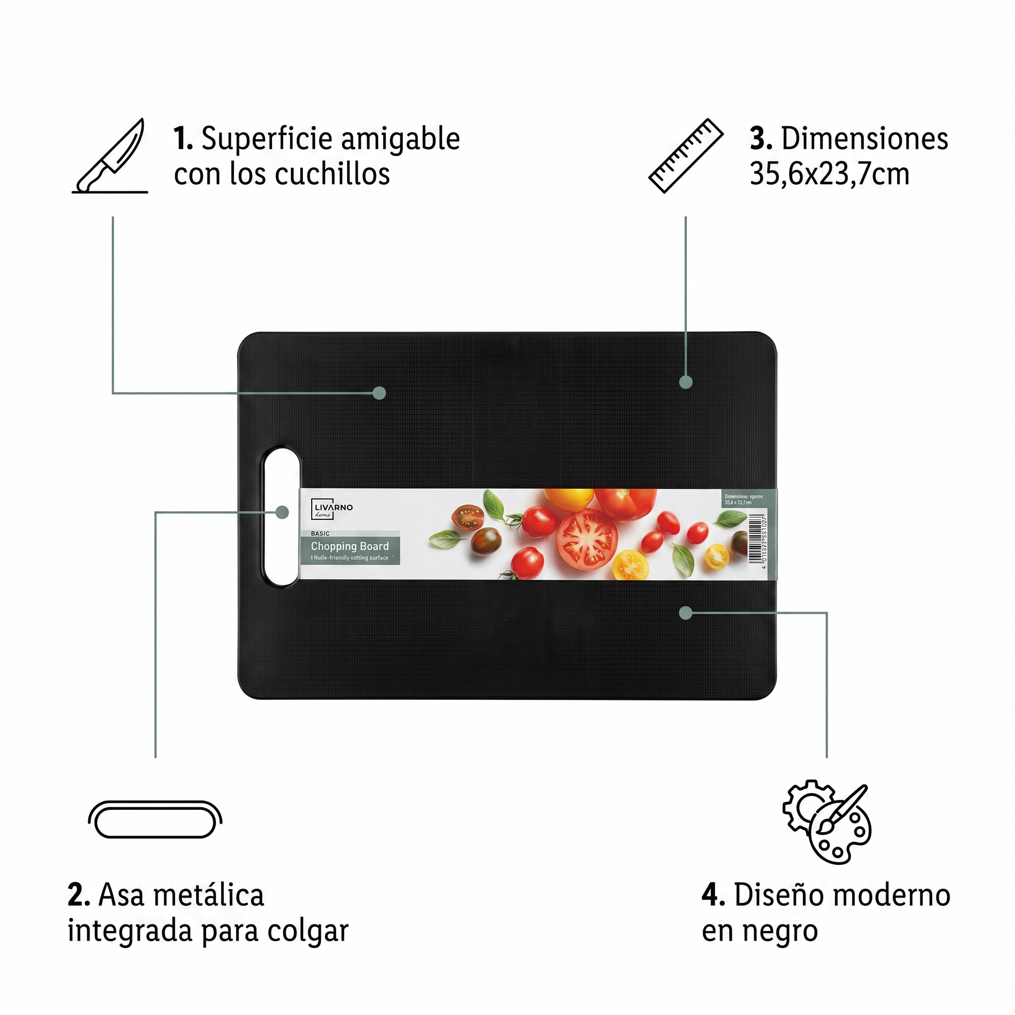 Tabla de Cortar Livarno Home 35,6x23,7cm