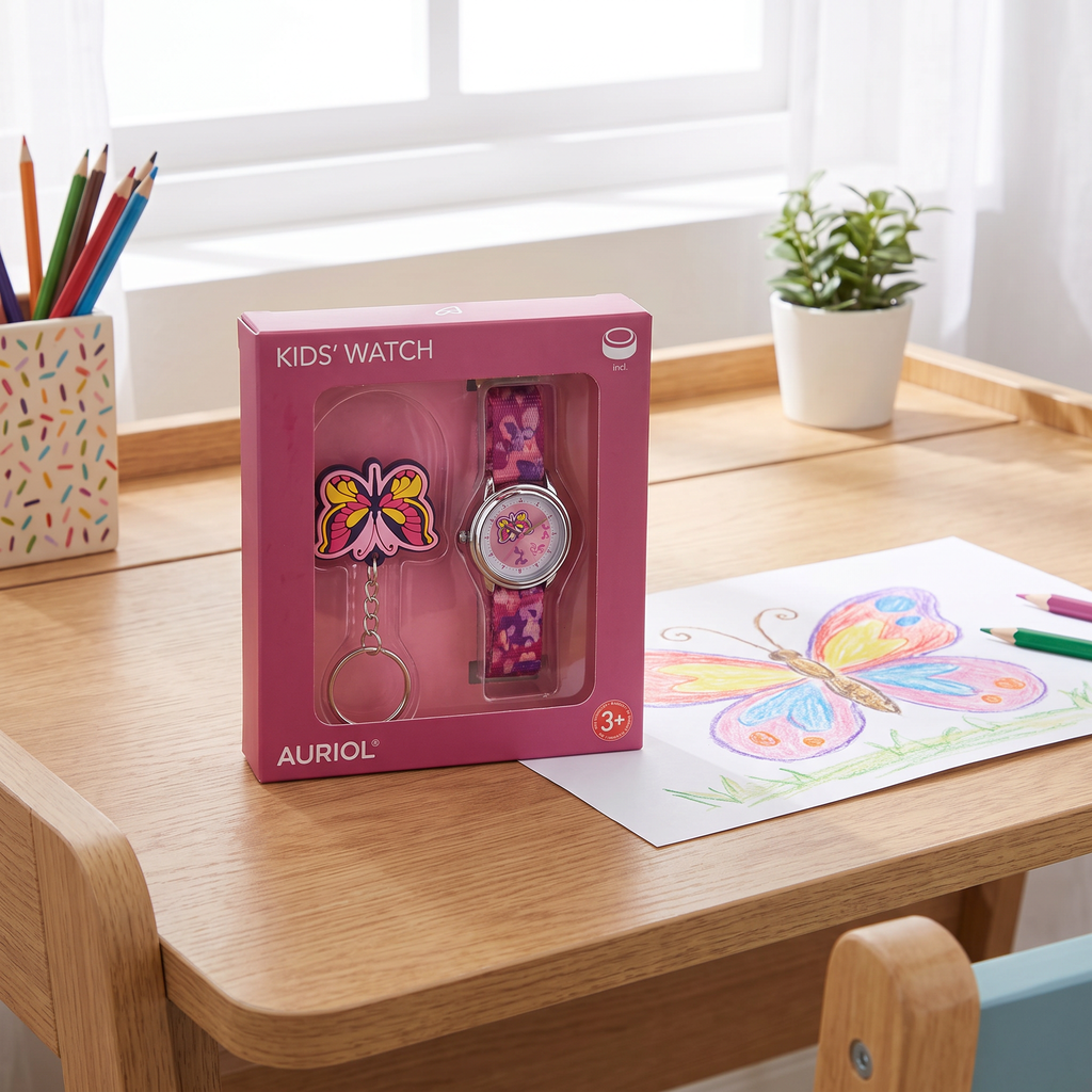 Auriol Reloj Infantil con Llavero de Mariposa