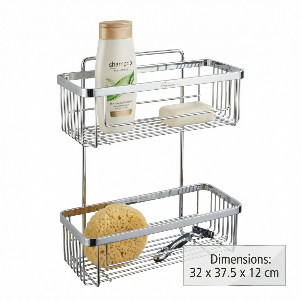 Estantería de Ducha Cromada Livarno Home 2 Cestas