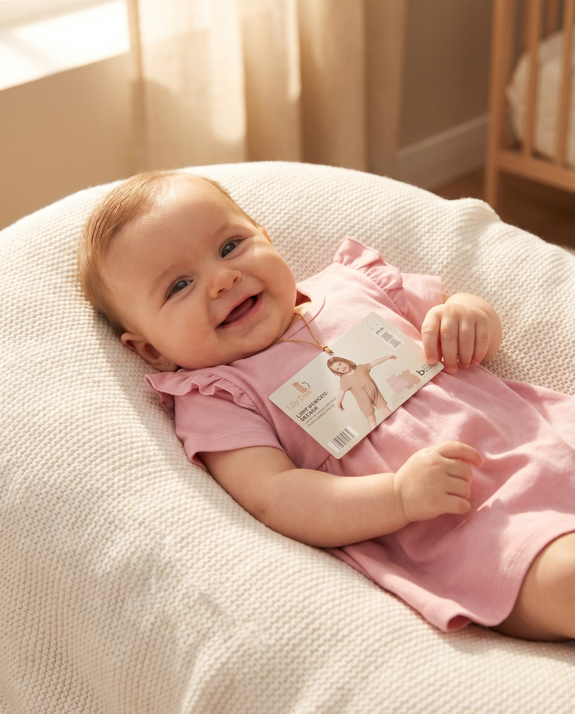 Set Pelele Bebé Lily & Dan — Rosa y Beige