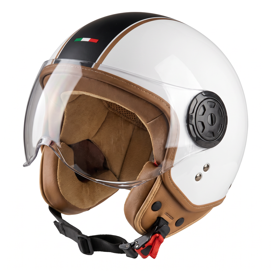 Crivit Casco Abierto de Moto Blanco Talla S