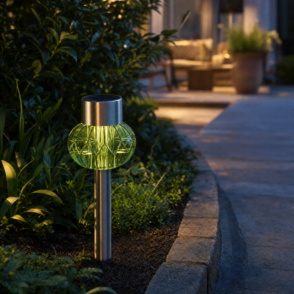 Melinera Lámpara Solar Decorativa de Cristal Verde 35 cm