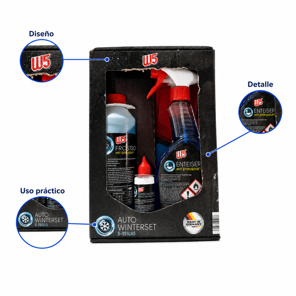 W5 Set de Invierno para automóvil, limpieza y protección de cristales y plásticos