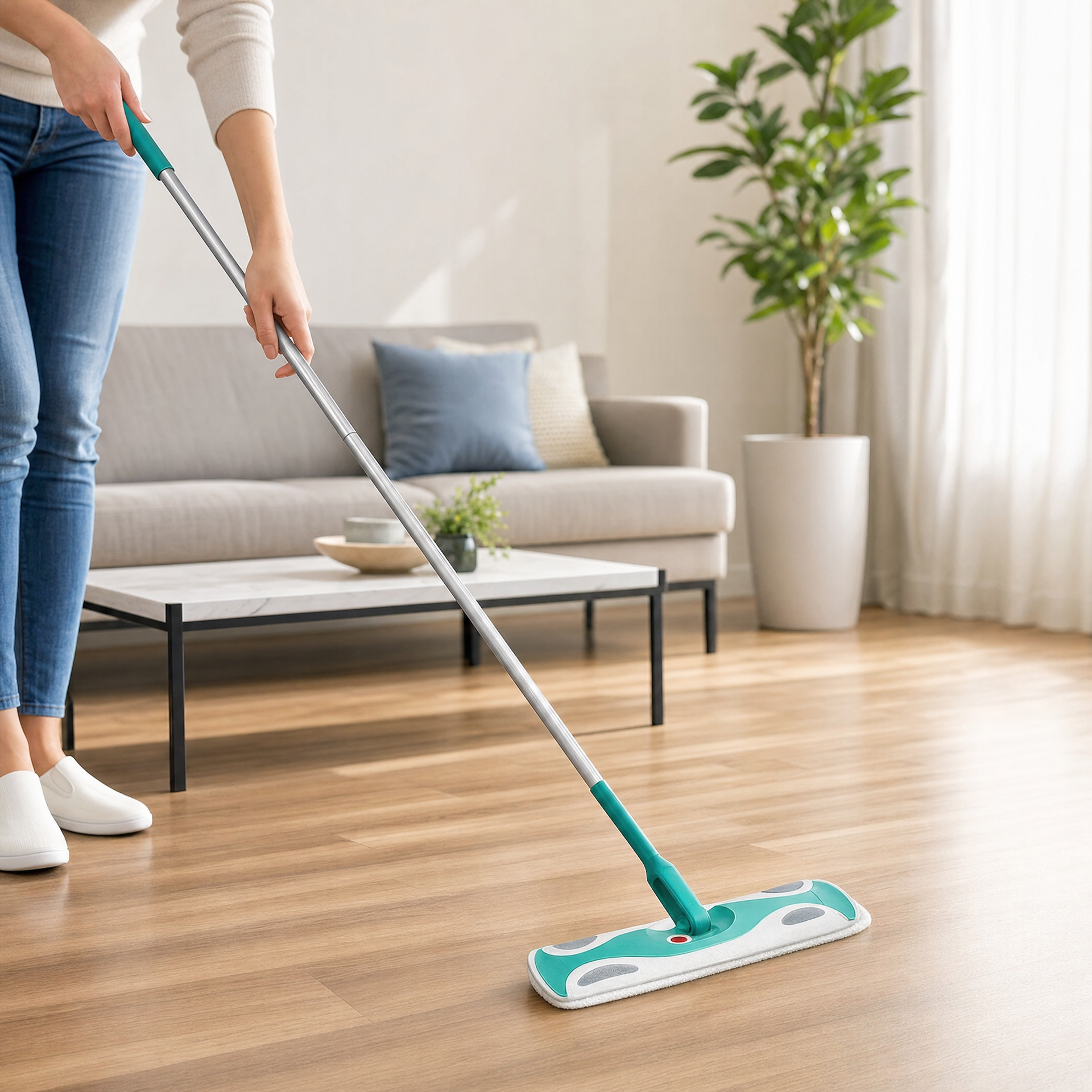 AquaPur Set de limpieza con mopa plana y plumero