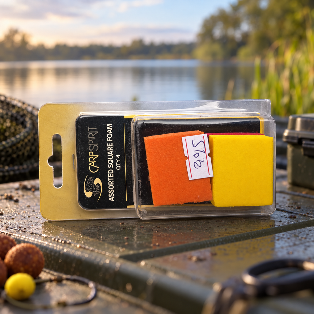 Carp Spirit Assorted Square Foam en un entorno de pesca