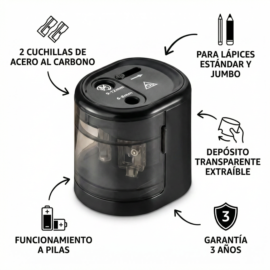 Sacapuntas Eléctrico Tronic Doble Orificio