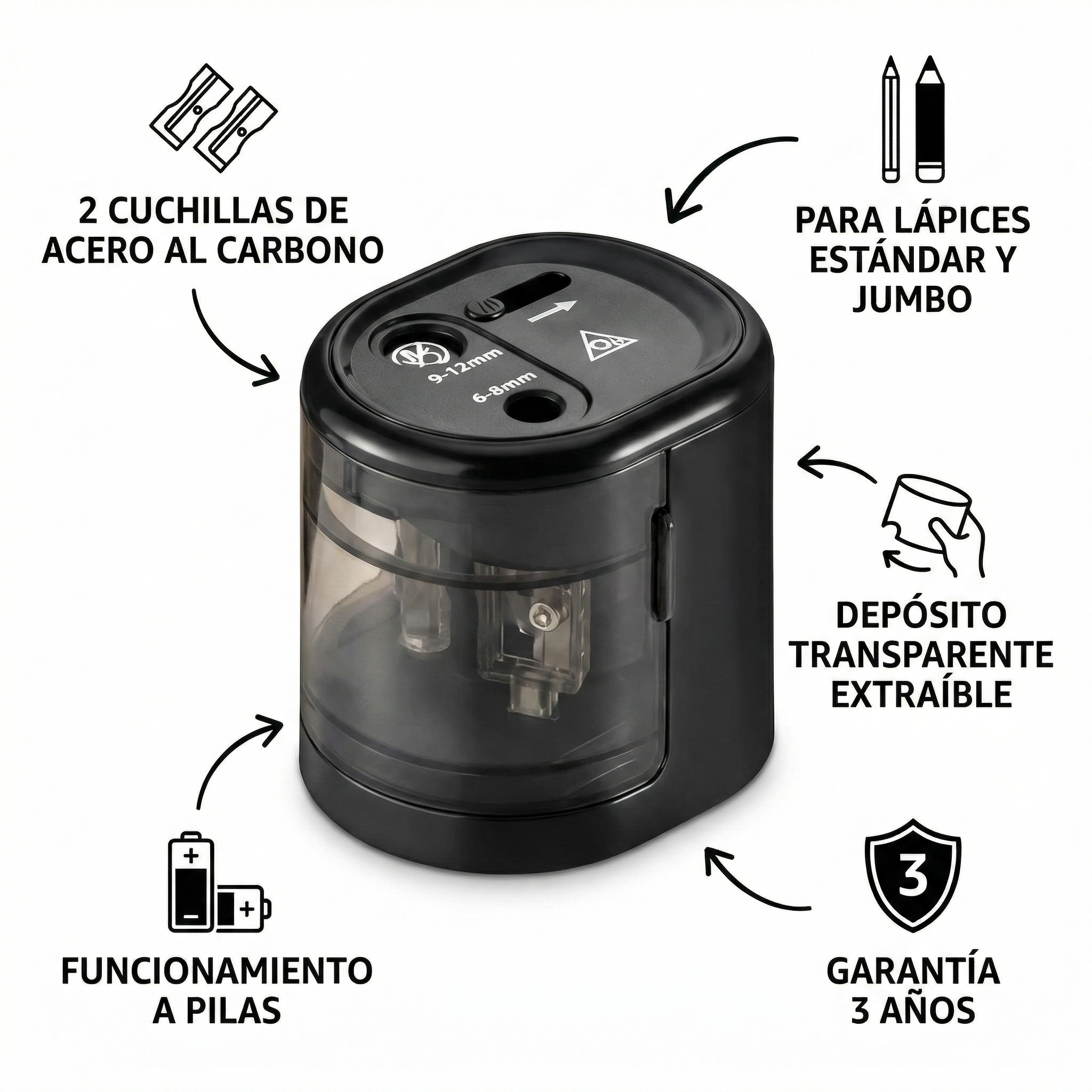 Sacapuntas Eléctrico Tronic Doble Orificio