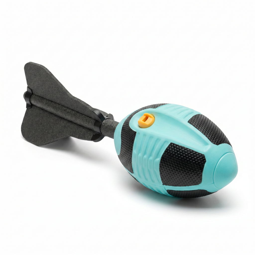 Balón Aerodinámico Vortex con Cola de Espuma — Turquesa/Negro