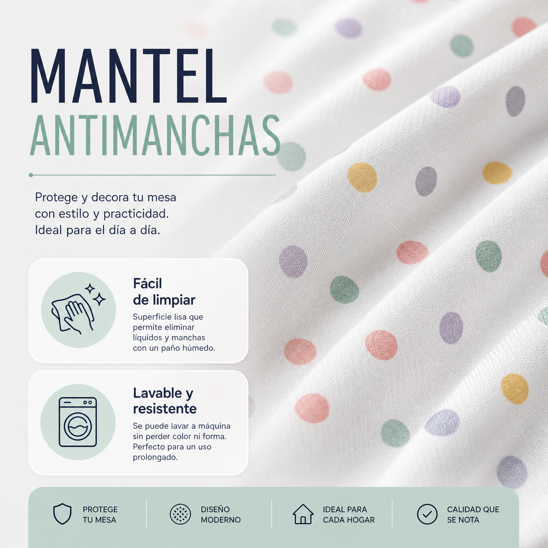 Mantel Livarno Home Blanco con Estampado de Puntos