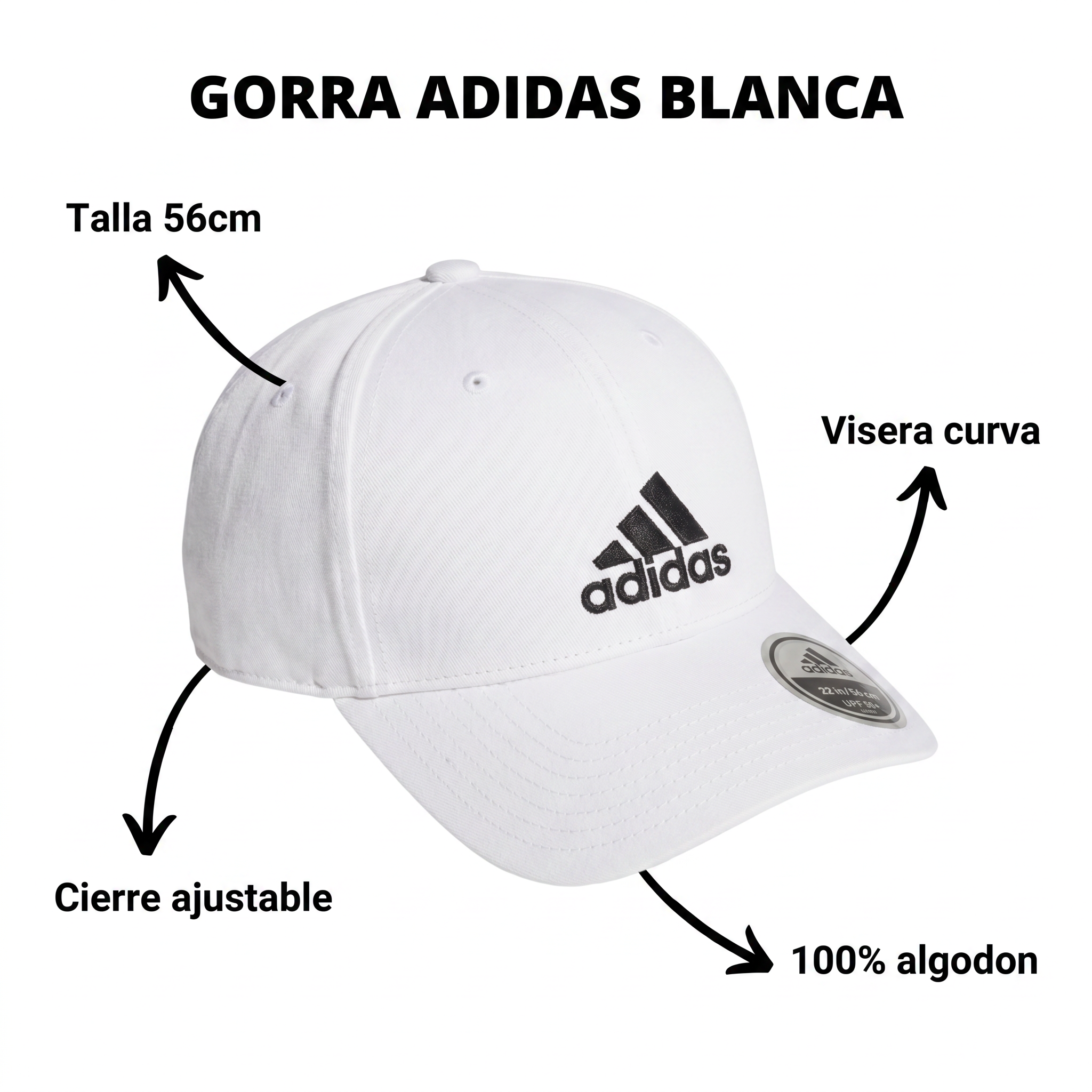 Gorra Adidas Blanca Infografía