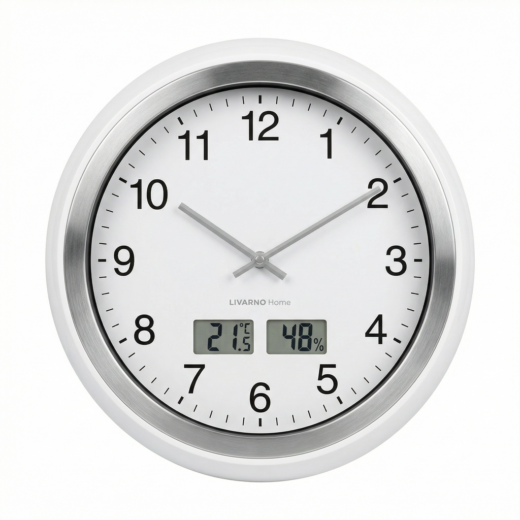 Reloj de Pared Radio-Controlled Livarno Home con Temperatura y Humedad