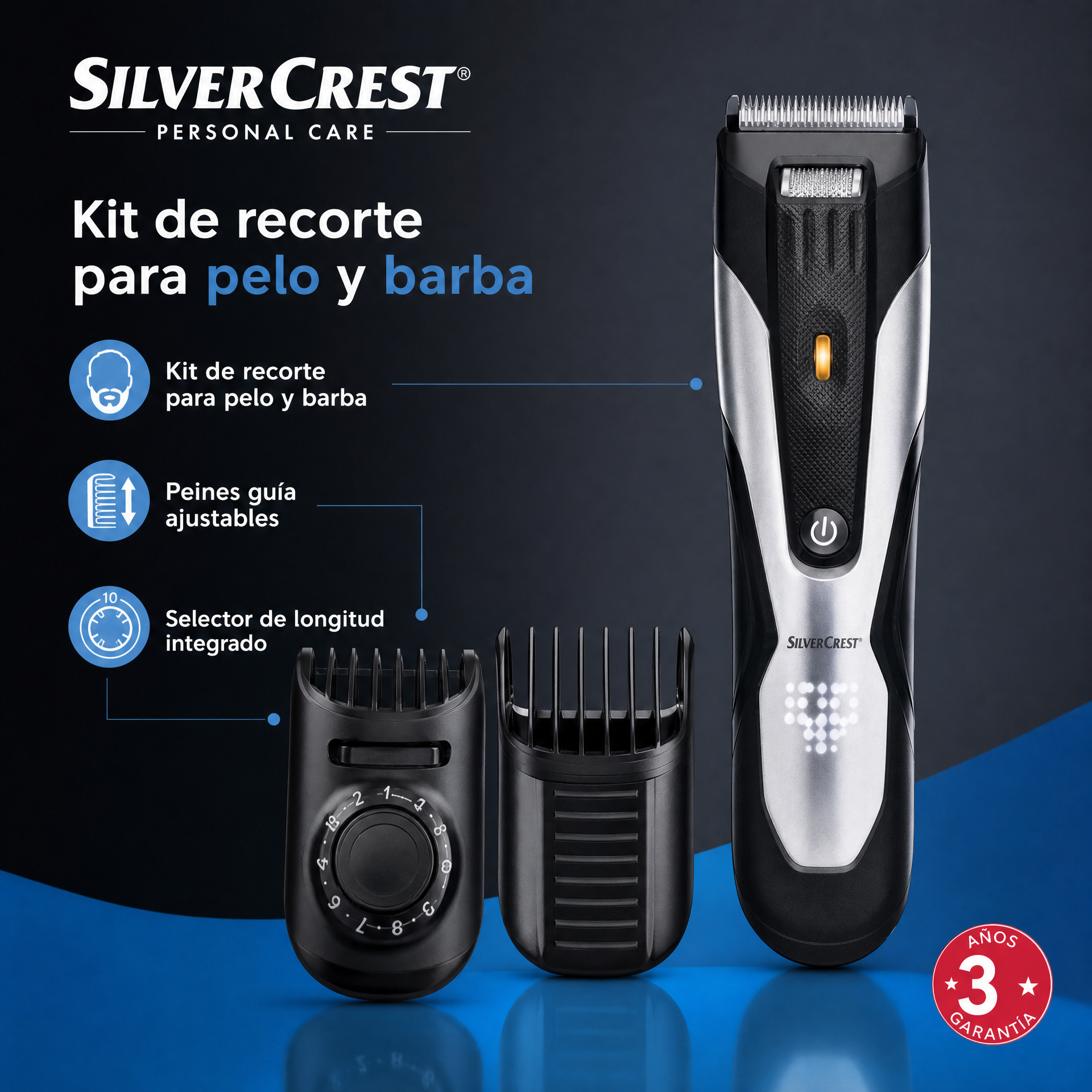 Kit recortador para pelo y barba con accesorios intercambiables
