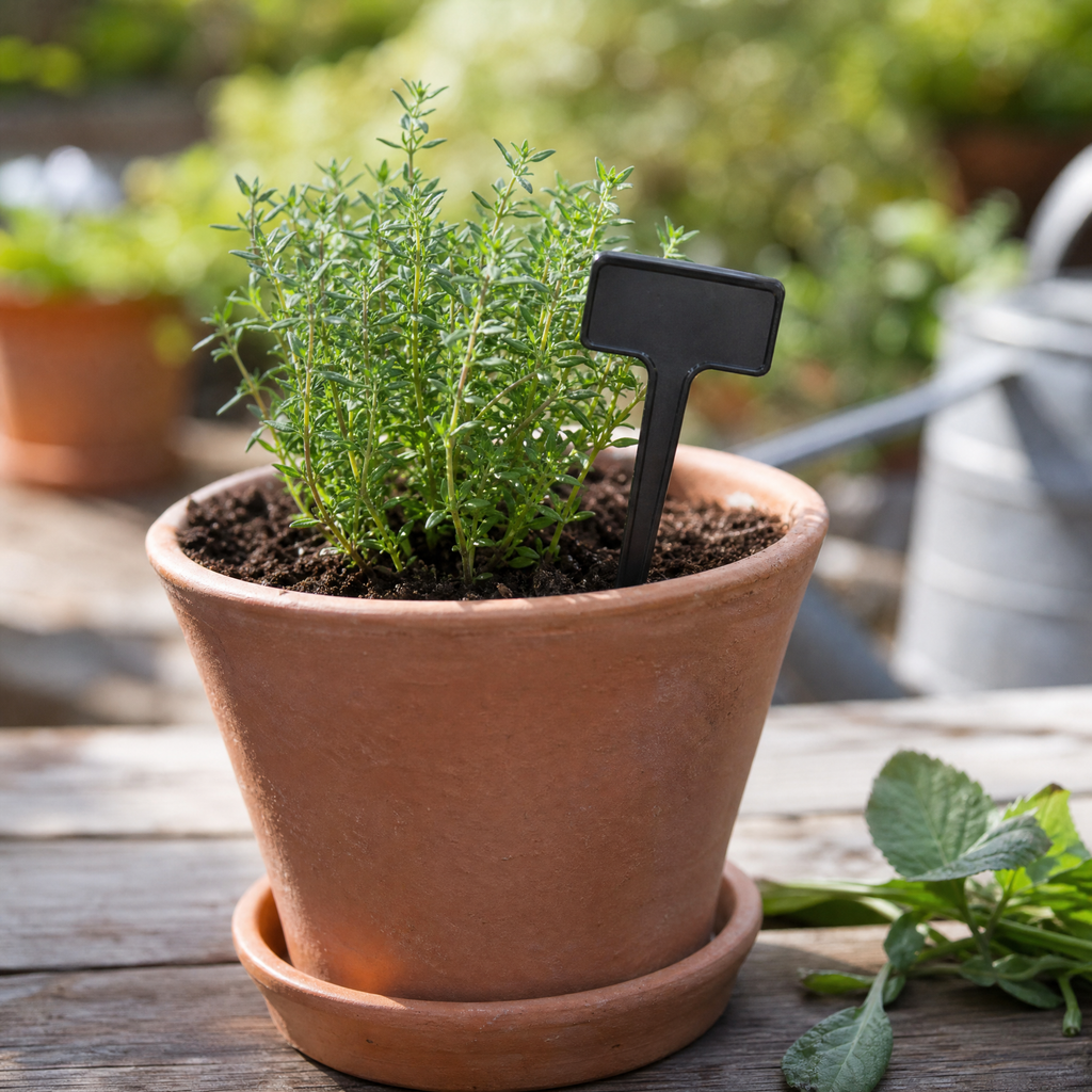 Estacas identificadoras para plantas (sin marca) — negras en bolsa con cierre