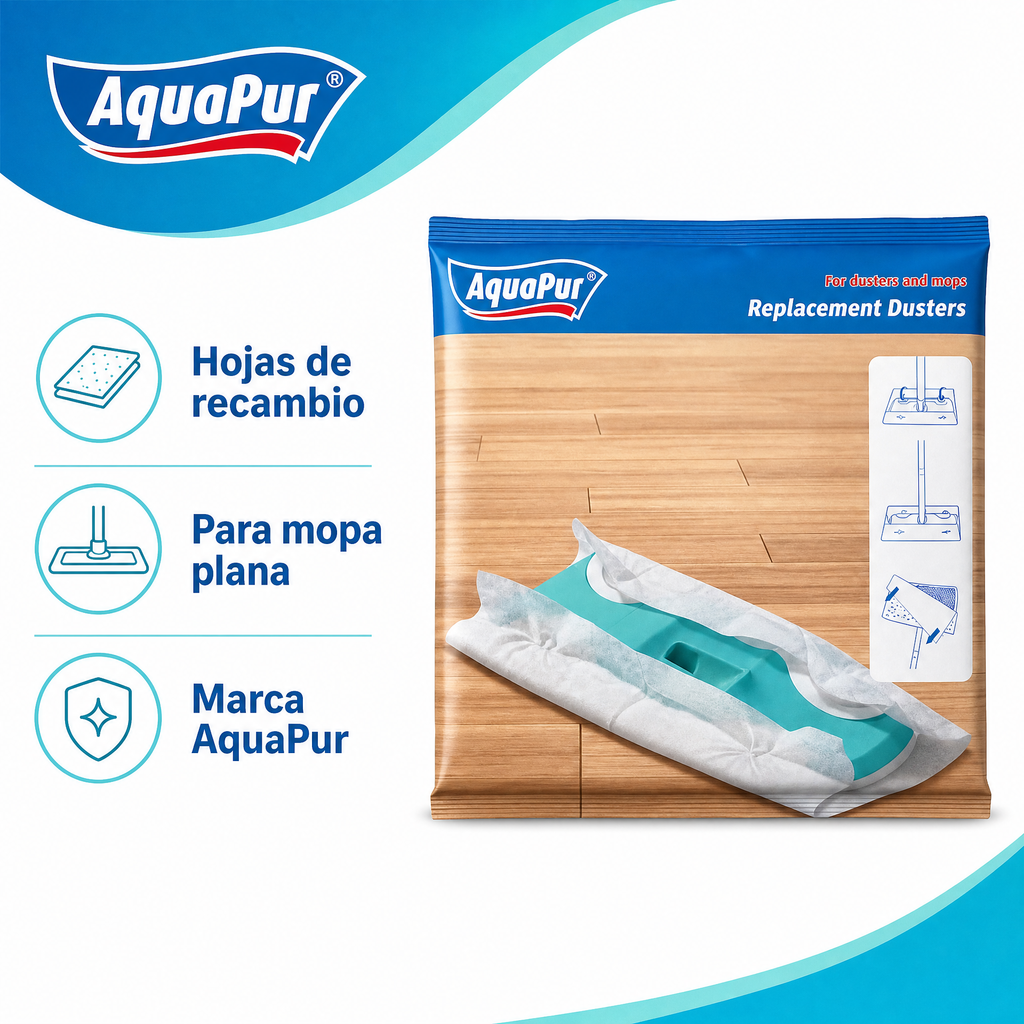 AquaPur recambios para mopa plana — hojas para atrapar polvo