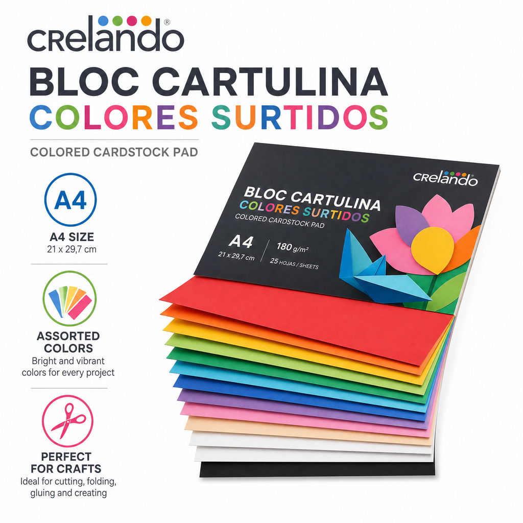Crelando Bloc Cartulina Colores Surtidos