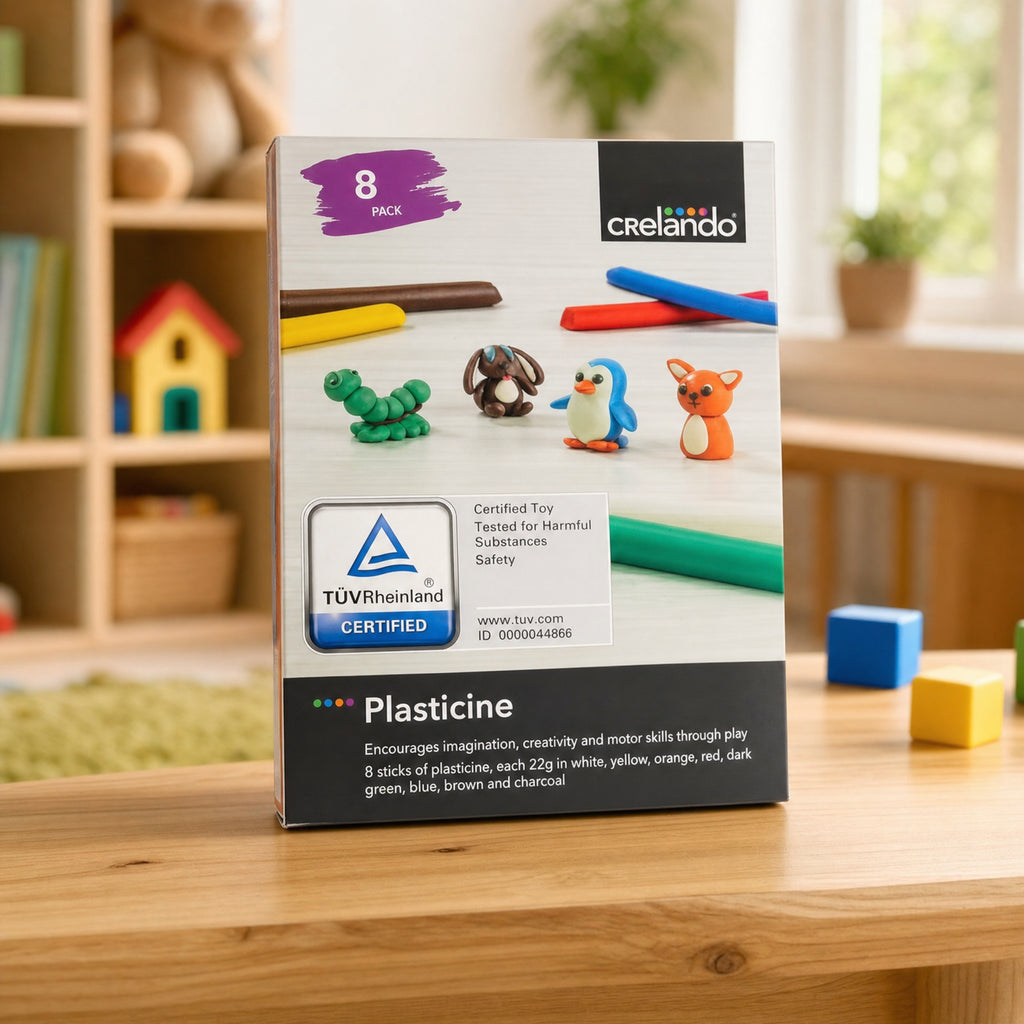 Crelando Plasticine pack de 8 barras colores surtidos certificado TÜV Rheinland